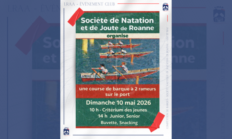 La SNJ Roanne organise une compétition de barques le 10 mai au port. Critérium jeunes le matin, Juniors et Seniors l'après-midi. Buvette et snacking sur place.